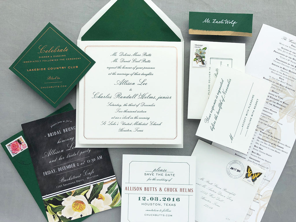 allison & chuck's mid-century winter wedding invitations