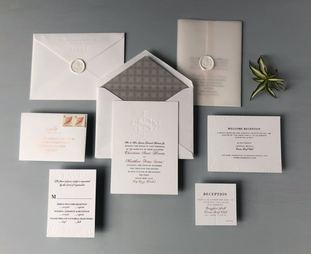 christina & matthew's luxury key largo wedding invitations