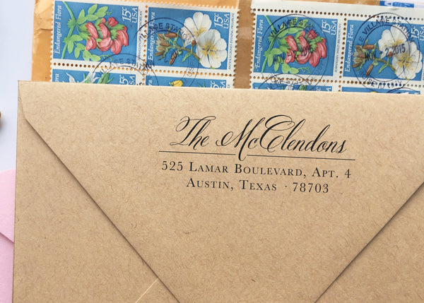 Rustic & Romantic Calligraphy Return Address Stamp