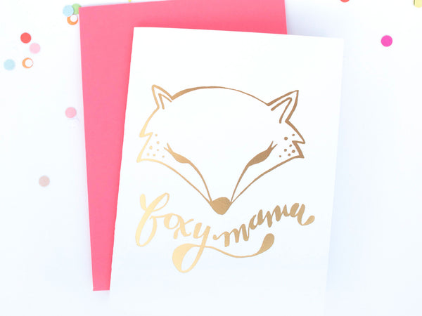 Foxy Mama Gold Foil Greeting Card