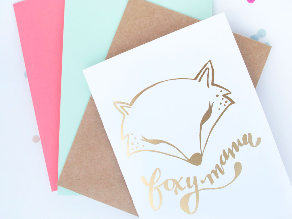 Foxy Mama Gold Foil Greeting Card