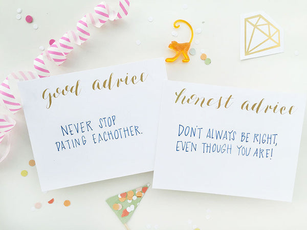 Good Advice/Honest Advice Shower Game - Gold Foil Card Set
