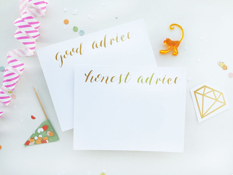 Good Advice/Honest Advice Shower Game - Gold Foil Card Set